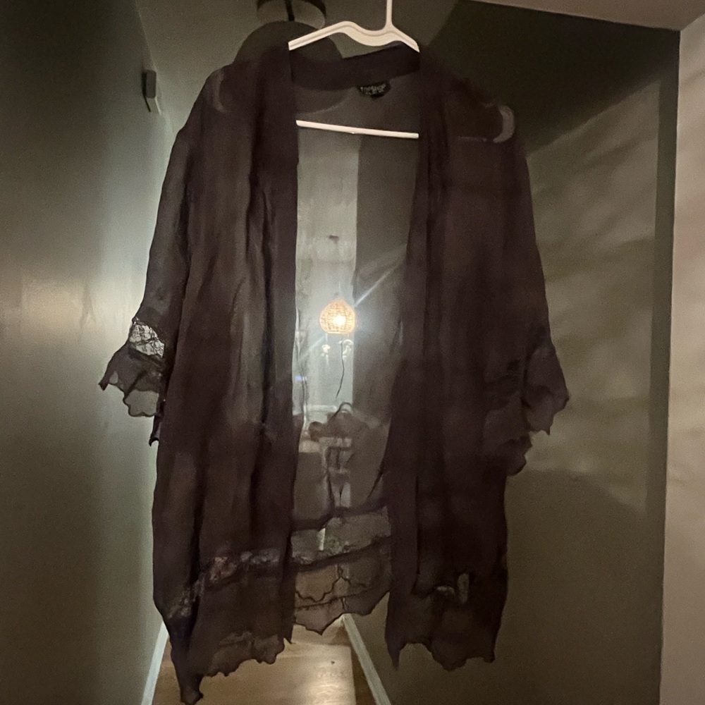 Top shop Mesh/Lace Kimono size 6 US 10 UK. Dark grey.
